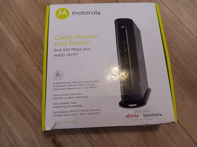 Motorola MG7315 8x4 343 Mbps DOCSIS 3.0 Cable Modem Plus N450 Wi-Fi Router NEW
