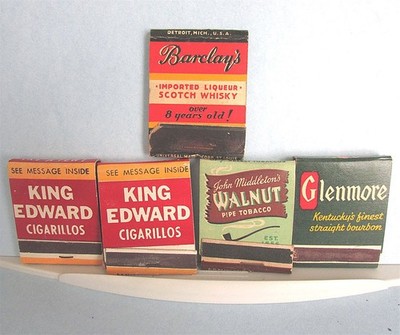 MATCHBOOK Advertising King Edward Cigar Middleton Tobacco Whiskey Vintage