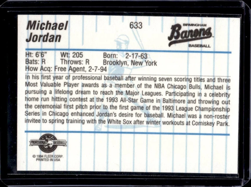 1994 Fleer ProCards Michael Jordan Rookie RC #633a - Image 2 of 2