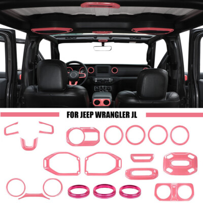 20Pcs Full Set Interior Decor Cover Trim Kit For Jeep Wrangler JL JT 18+ Pink