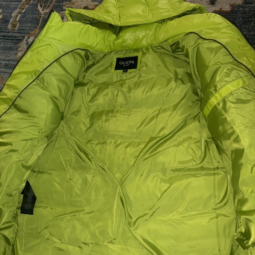 NEW- GUESS Puffer Jacket Removable Hood, 119RN716, Men's Size L $225 Nwt Neon - Picture 5 of 9