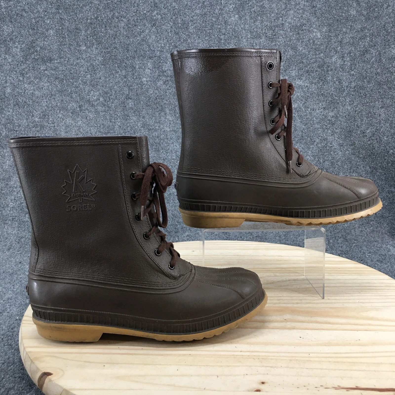 Sorel Duck Boots Mens 9 Brown Lace Up Casual Ankle Top Block Heels Round Toe
