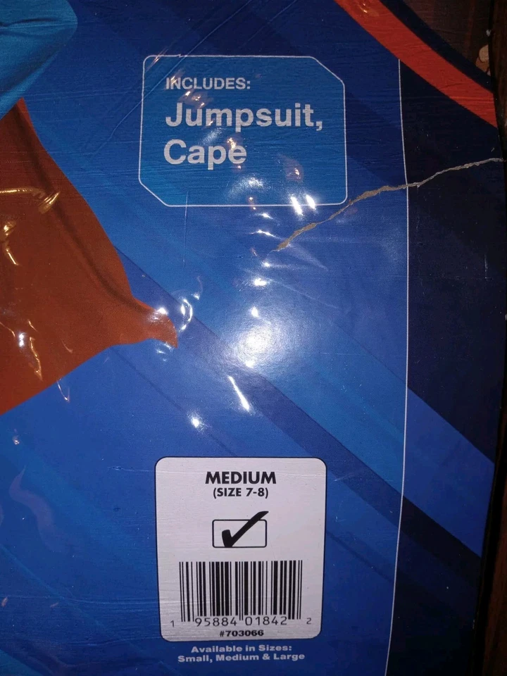 DC SUPERMAN Costume Boys' Size M (7-8) Suit & Cape *NEW* Halloween (Rubies) - Image 3 of 3