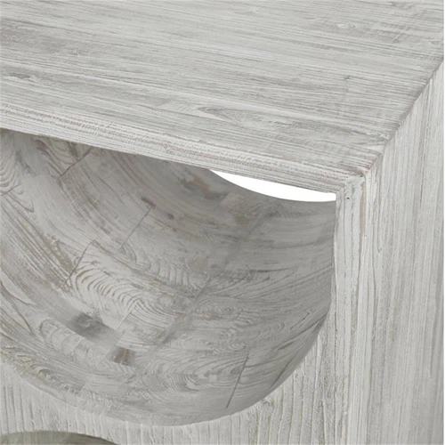 Uttermost Hans Coastal Style Fir Wood Side Table in Ivory Finish - Picture 4 of 5