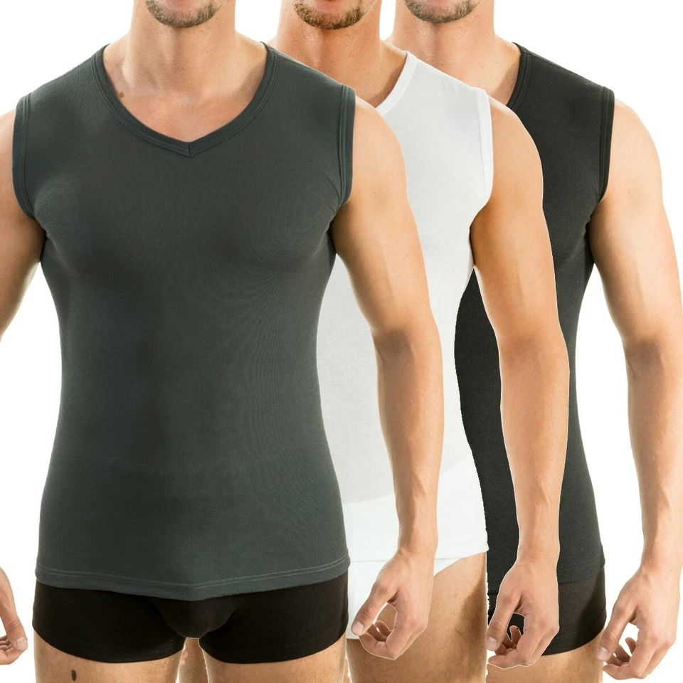 HERMKO Herren Muskelshirt V-Neck Funktionsunterwäsche Tank Top Sport Basic 3050