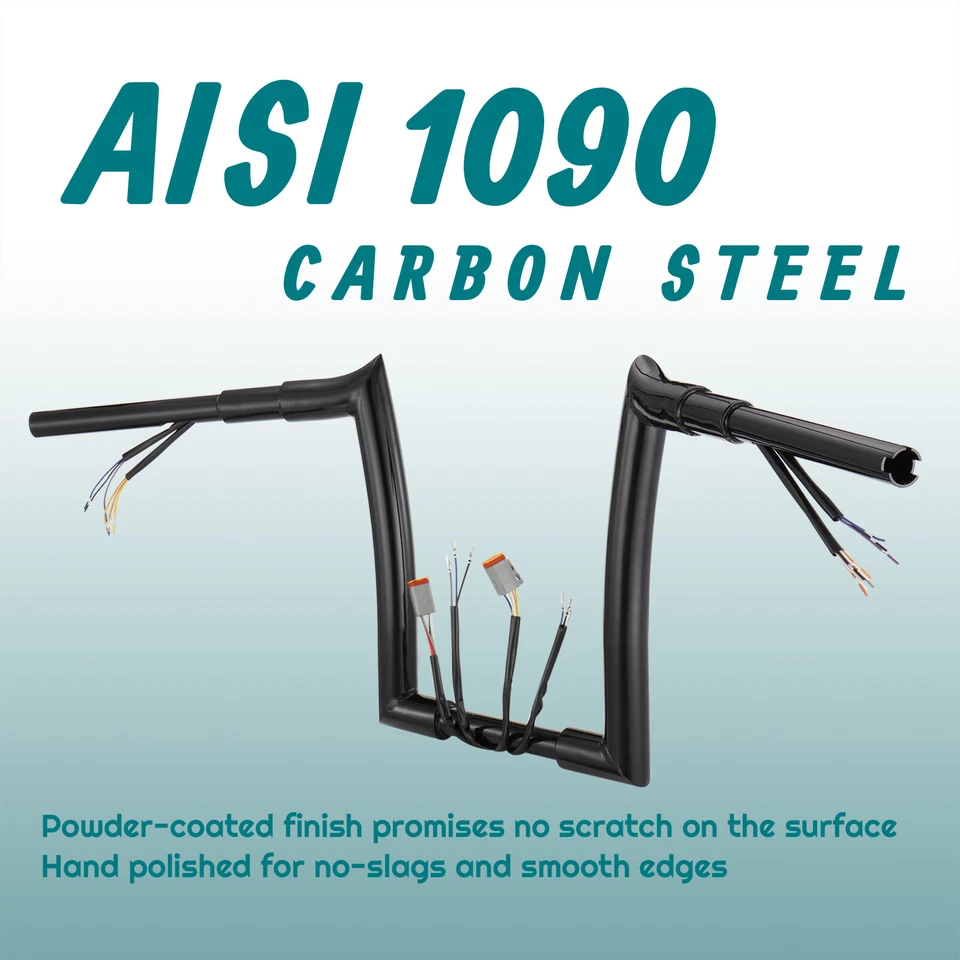 Manillar precableado Fat Boy Heritage de 14" para Harley 96-06 Road King Wide Glide Foto 4 de 4