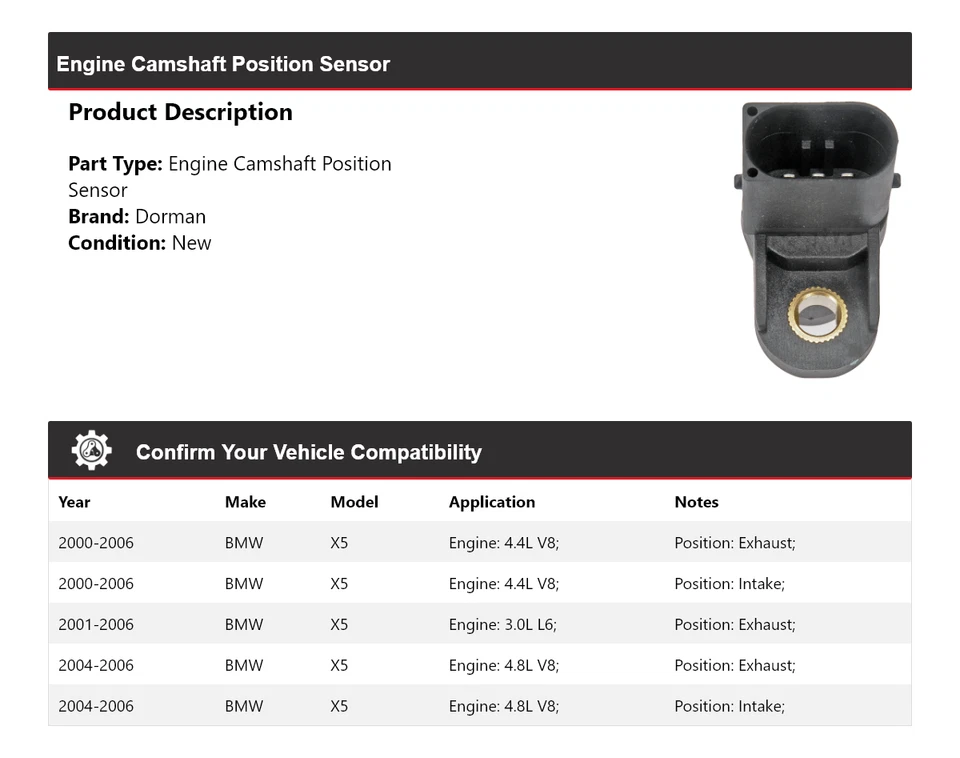 For 2000-2006 BMW X5 Dorman Engine Camshaft Position Sensor 2001 2002 2003 2004 - Image 2 of 4