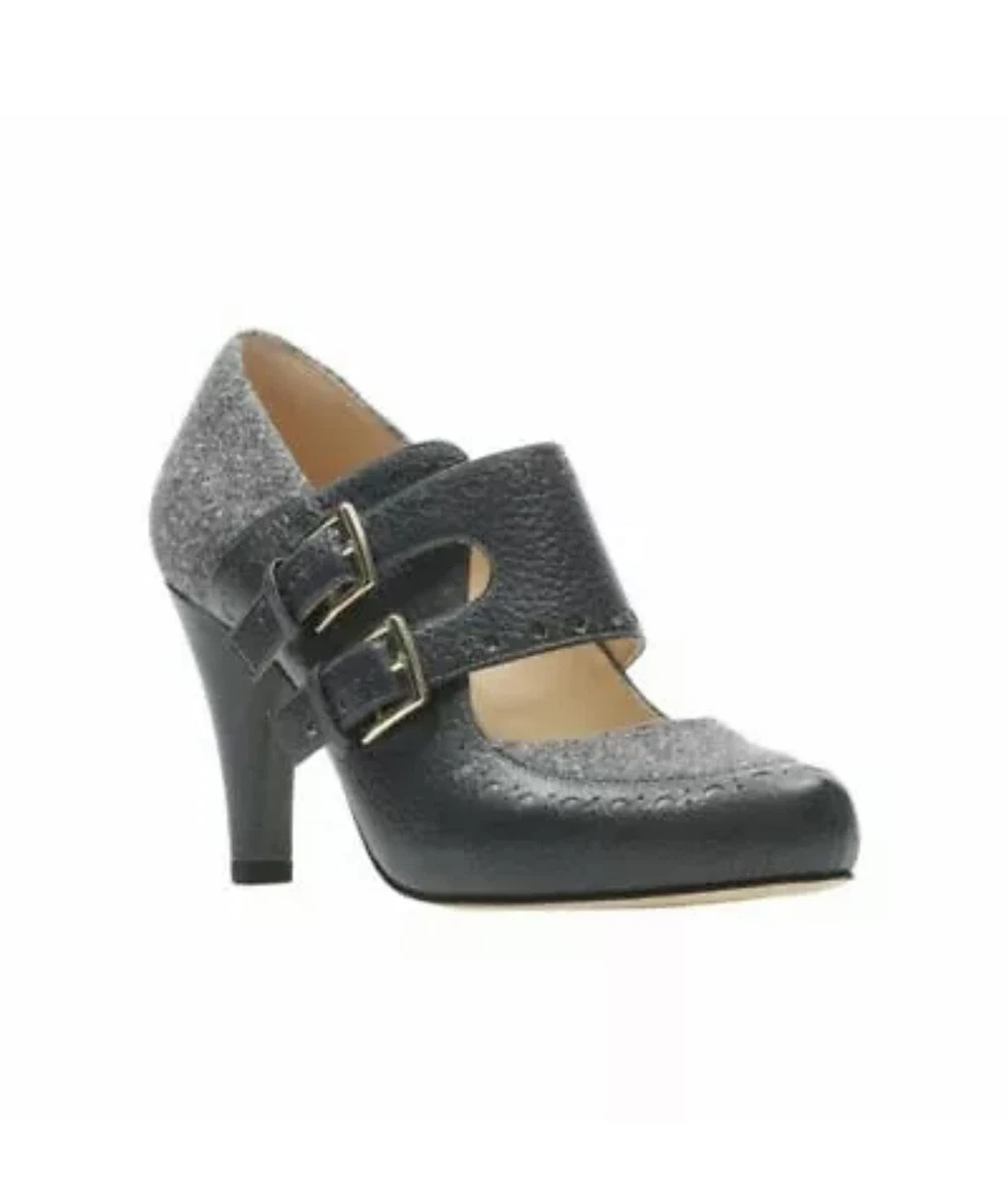 Clarks Dalia Violet Dark Grey Combi Leather Women s Shoes UK Size 4 D
