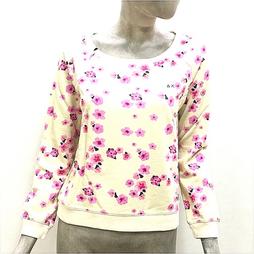 Sun68 Felpa Donna Maglione di Felpa a Fiori Bianco Girocollo Estivo Cotone  15232 | eBay