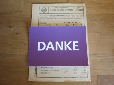 DDR - Röhrenbegleitzettel Steile Triode-Pentode ECF / PCF 82 - WF Berlin - 1959