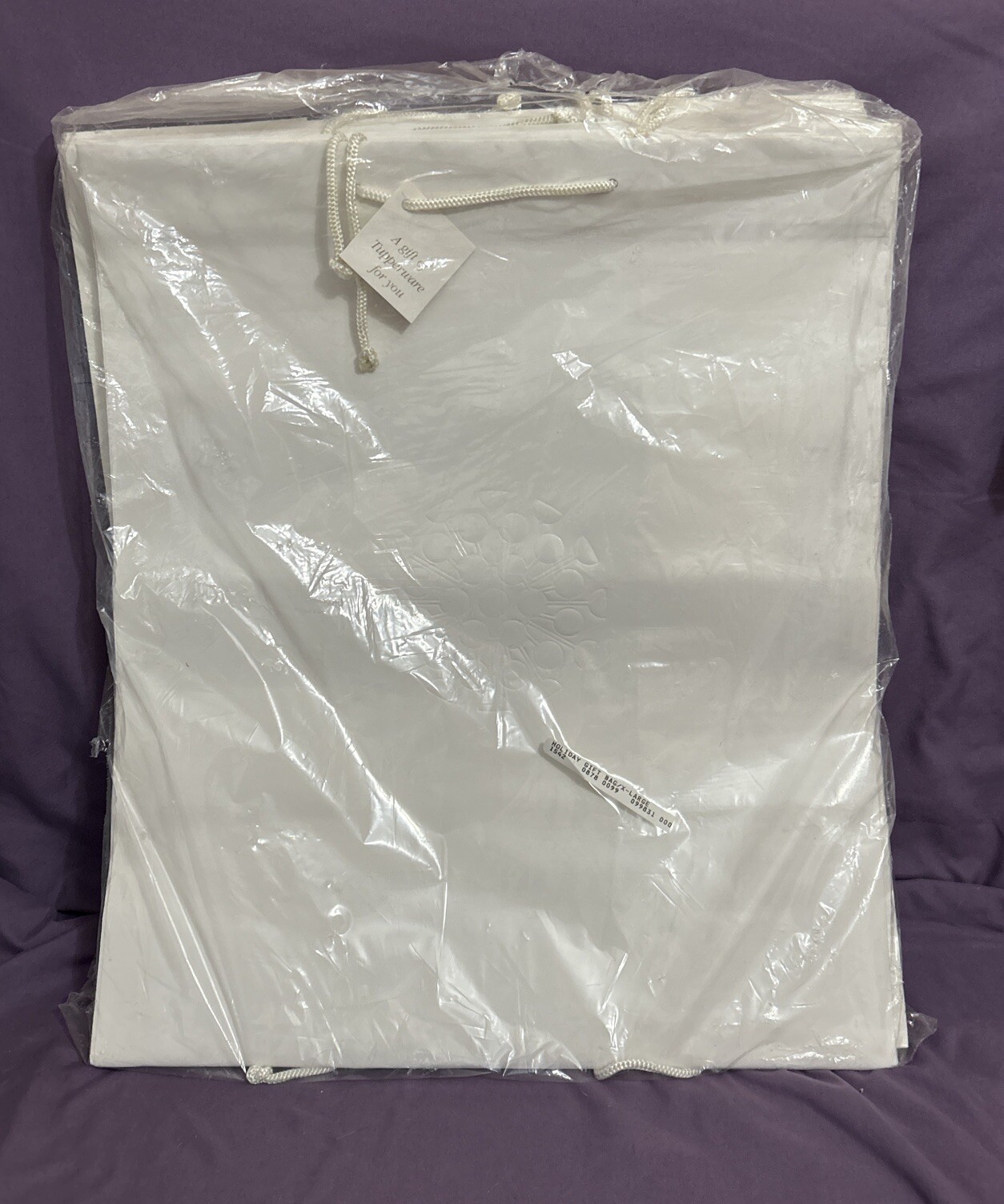 Tupperware Extra Large White Gift Bags Set of 4 With Gold Logo Tissue