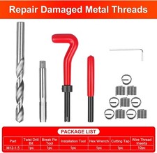 M12x1.5 Thread Repair Kit, 15PC Stainless Steel Helicoil Insert Set