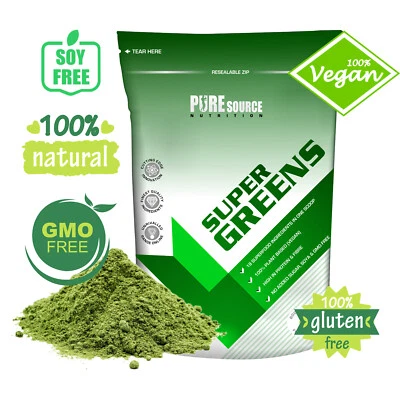 PSN Super Greens Powder 250g - 18+ Super Foods Spirulina Chlorella Barley Grass