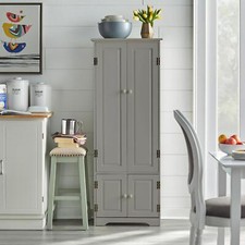 Country Style Kitchen Cabinet Charcoal Grey Finish Storage Cupboard 5ft Tall