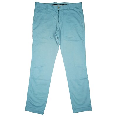 Strellson Herren Hose regular F Chino stretch Stoff Golf 48 W34 L32 türkis dünn
