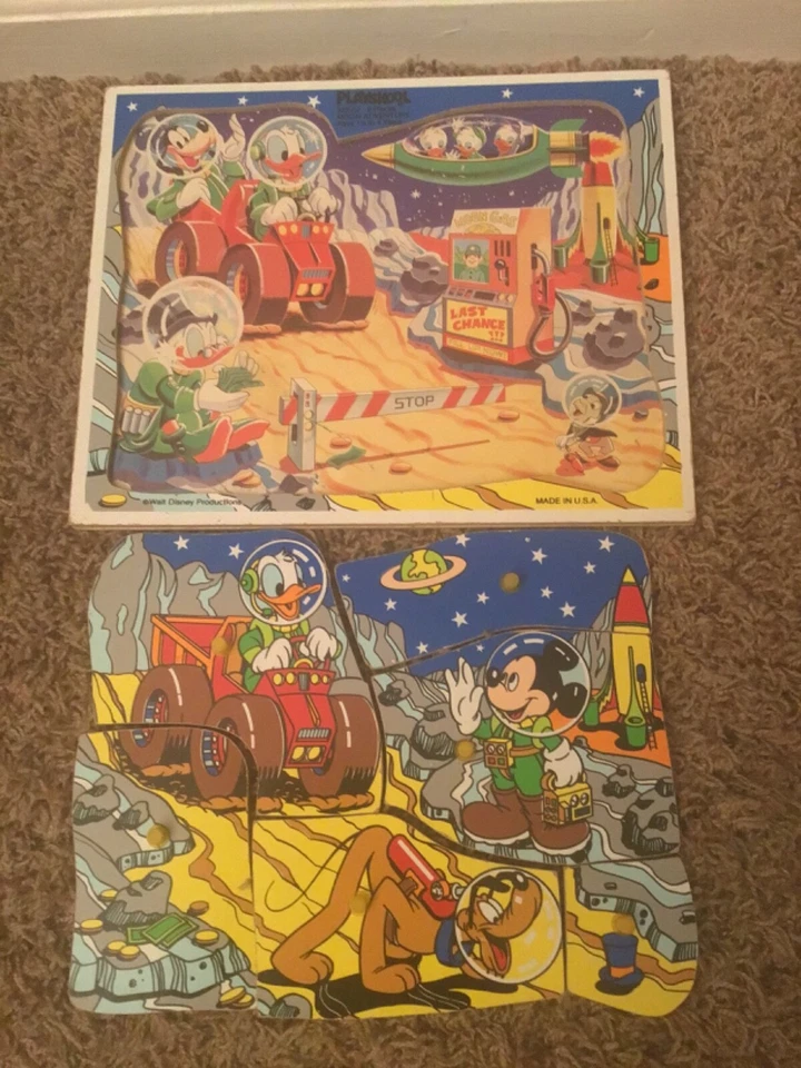 Vintage Playskool Disney Moon Adventure 6 Piece Wooden Puzzle 383-02 - Image 3 of 3