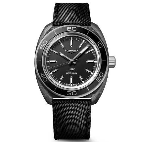 Longines Ultra-Chron Carbon 43mm Black Nylon Strap Men's Watch L28394522