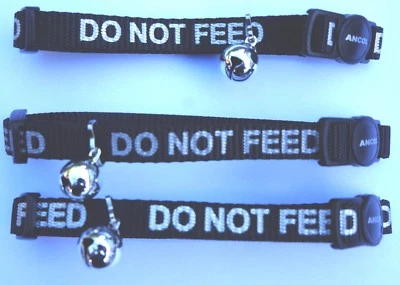 BULK DEAL 3X DO NOT FEED REFLECTIVE ANCOL SAFETY CAT COLLARS BLACK