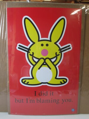 It's Happy Bunny Jim Benton vintage poster Cartoon Character 15578