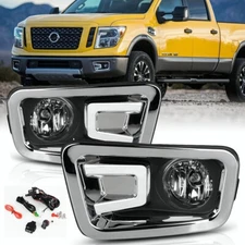 for 2016 2017 2018 2019 Nissan Titan XD Bumper Fog Lights Lamps Pair w/Wiring