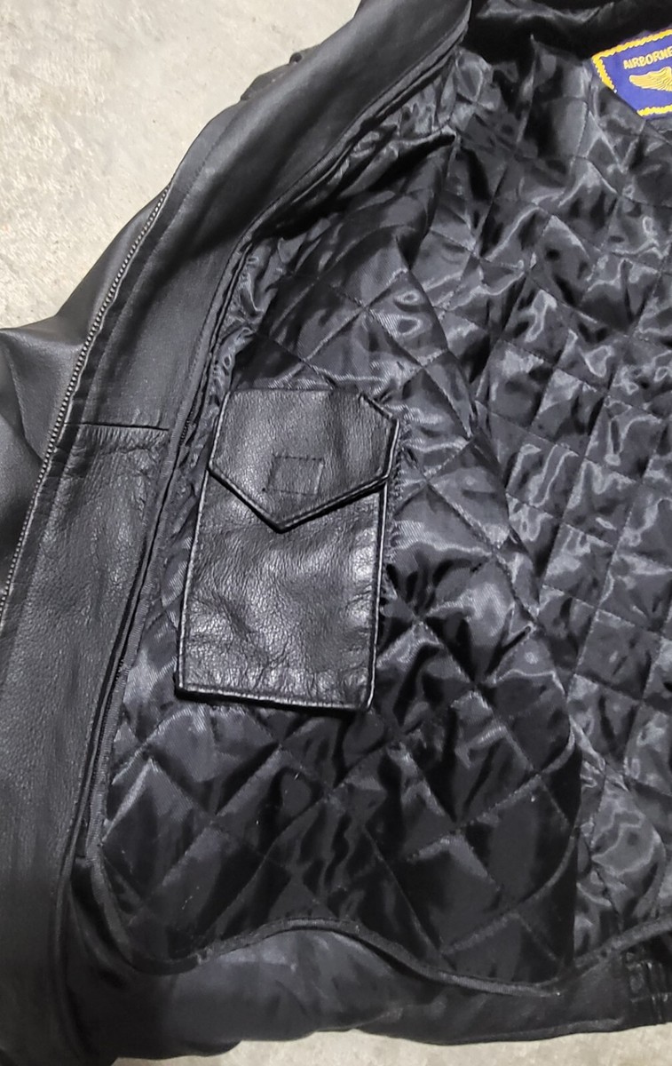 Mens Airborne Leathers 100% Gen Leather Motorcycle Jacket~Zip Out