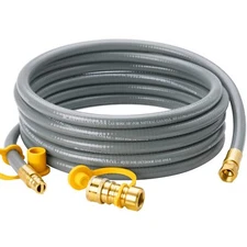 15 Feet 3/8 inch ID Natural Gas Grill Hose with Quick Connect Fittings, Natur...