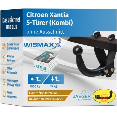 ANHÄNGERKUPPLUNG starr für Citroen Xantia Break X1, X2 95-01 +7pol E-Satz ABE
