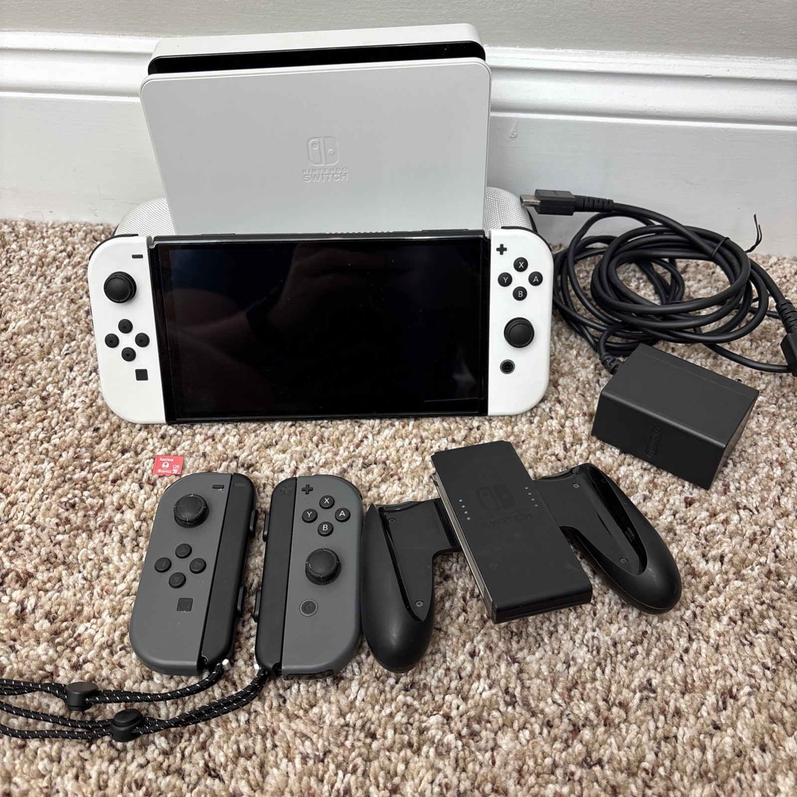 Nintendo Switch OLED Bundle w/ Extra Joy-Cons, 128GB SD, Case, Model HEG-001