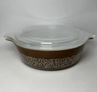Vintage Pyrex 471-B 500 ml - Woodland Casserole Dish w/ Lid Flowers Brown