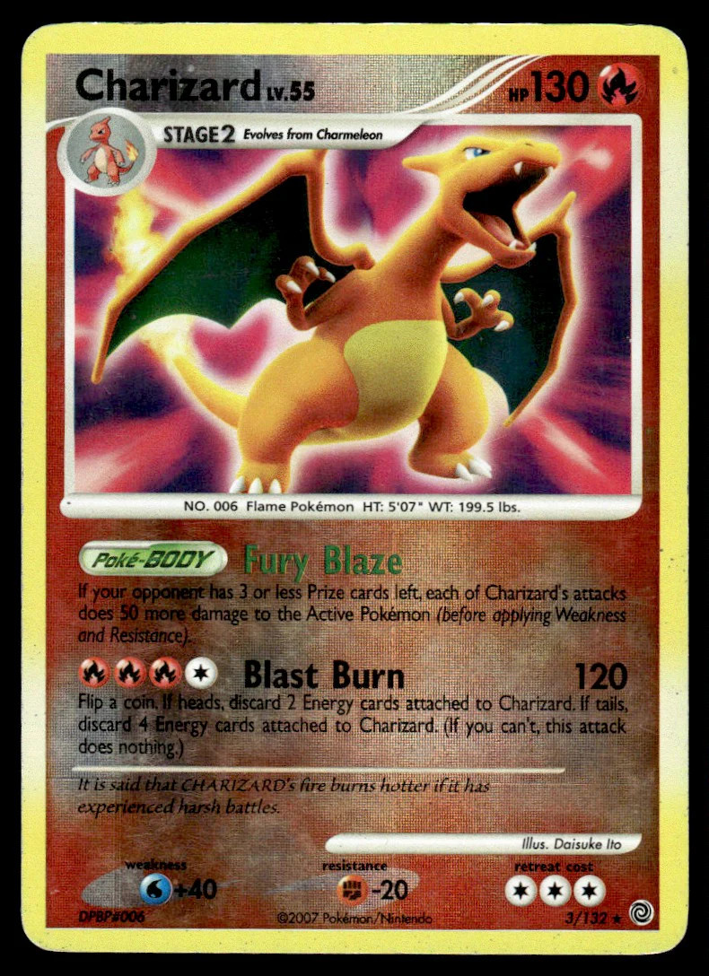 2007 Pokemon Diamond & Pearl - Secret Wonders 3 Charizard Heavy Play