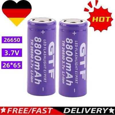 26650 Akku Wiederaufladbare Batterie 8800mAh für LED-Taschenlampe Ladegerät Lot