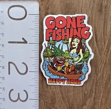 Gone Fishing Happy Hour Sticker Happy Hour Decal Happy Hour Skateboards Decal