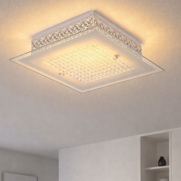 Deckenleuchte Deckenlampe Wohnzimmerleuchte Led Glas Opal Kristall Klar Chrom-image