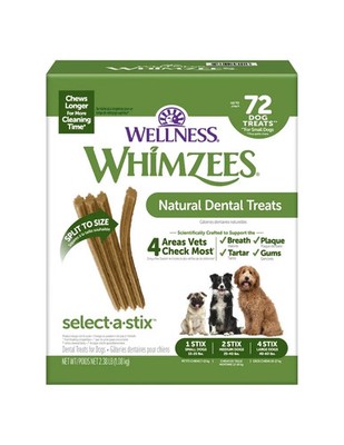 Whimzees Natural Dental Chew Stick, 72-count