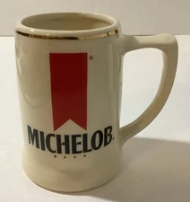 Vintage Michelob Beer Ceramic Beer Mug Cup Gold Trim USA 4.5”