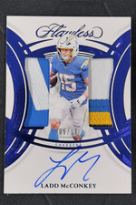 2025 Panini Flawless Ladd McConkey Dual Patch Autographs Sapphire Auto /10