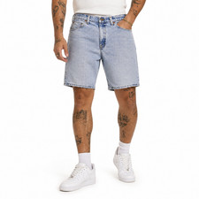 90s Vintage Levis 550 Denim Shorts Mens 33 Relaxed Fit Light Stone Wash Distress
