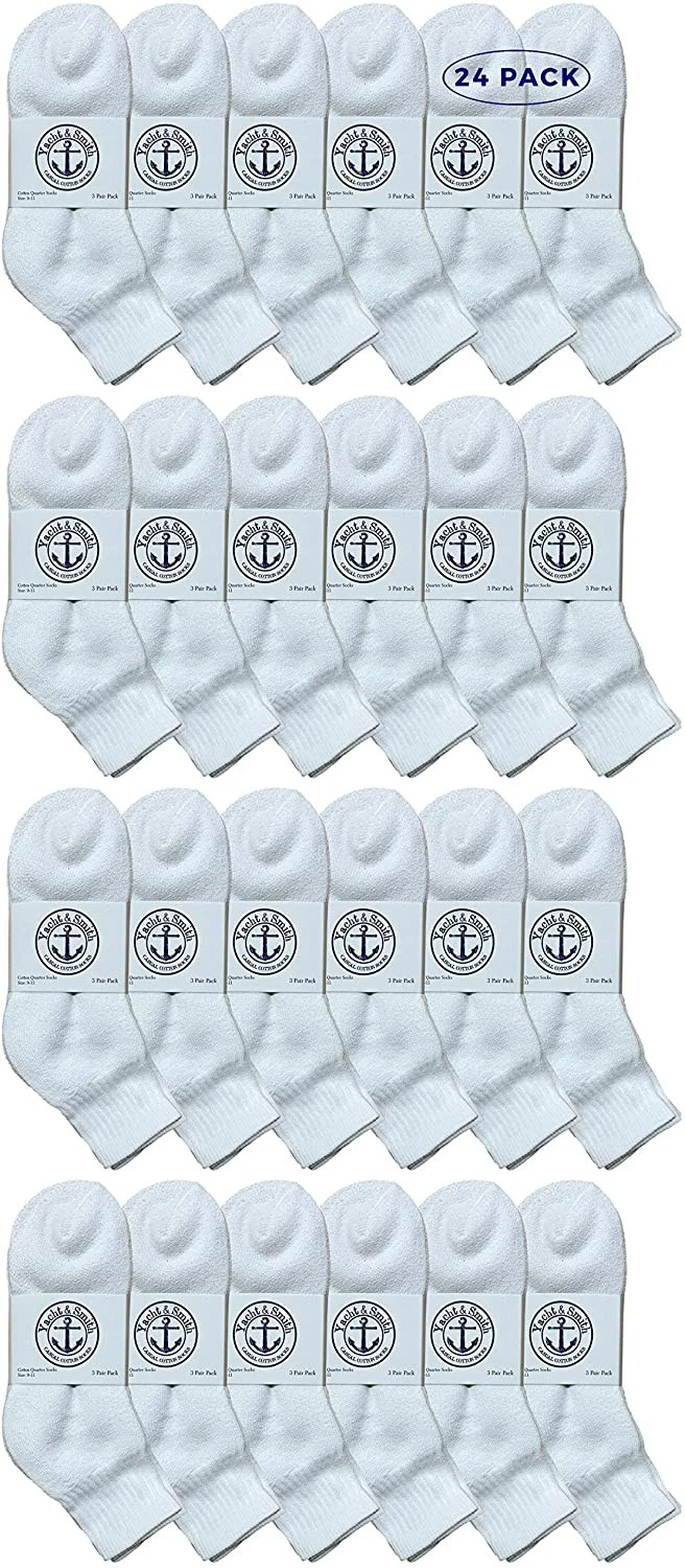 24 Units Women's Premium Cotton Ankle Socks White Size 9-11 - Womens Ankle Sock