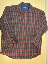 VTG Pendleton Virgin Wool Plaid Shirt Red Lined Collar-Lodge, SIZE L