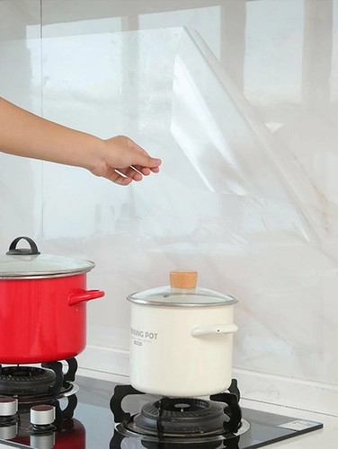 Kitchen Oil Proof Wall Sticker Self Adhesive Clear Wallpaper Heat ...