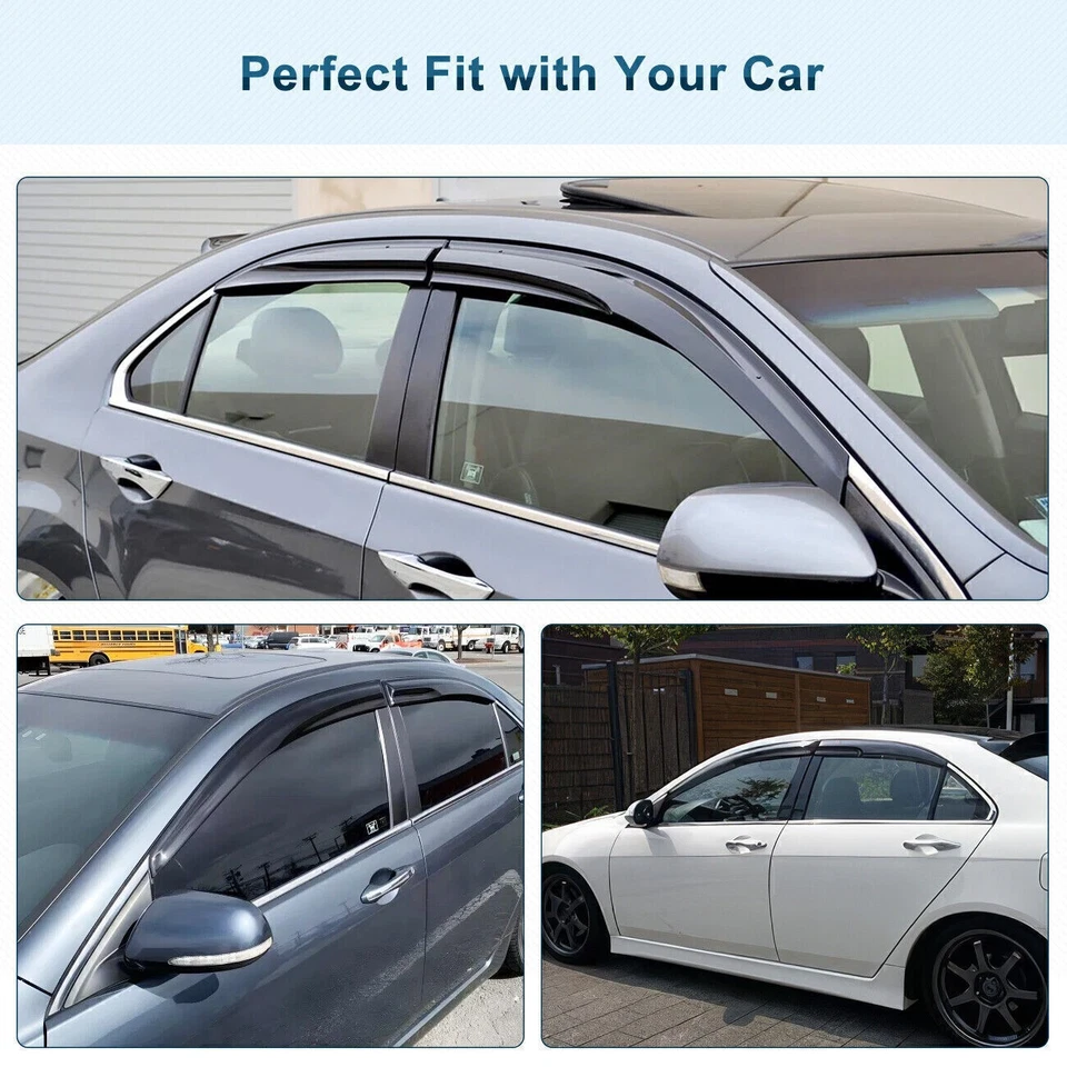 Para Acura TL JDM Mugen 2009-2014 Estilo Ventana Visera Ventilación Protectores de Lluvia Deflector Foto 4 de 4