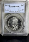 1959-D 50c Franklin Half Dollar - PCGS MS64 FBL