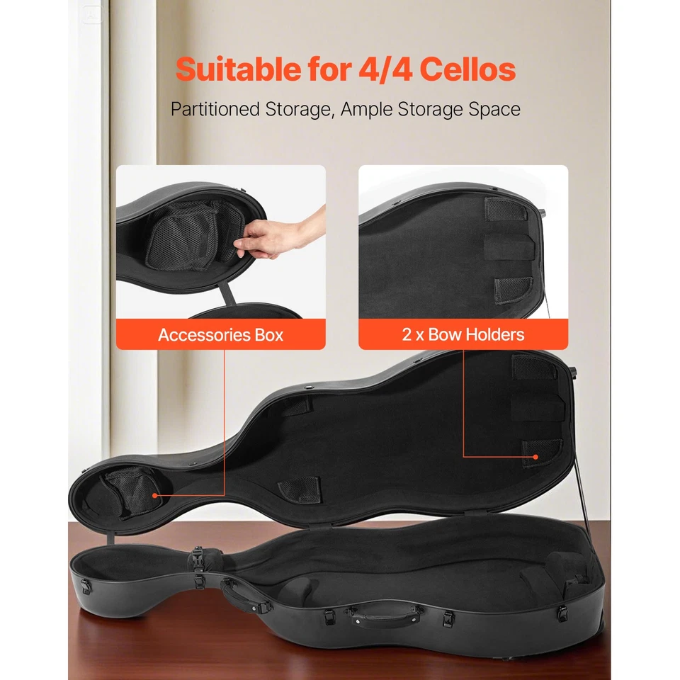 Custodia per Violoncello 4/4 Dimensione Completa in Fibra di Carbonio - Immagine 3 di 4