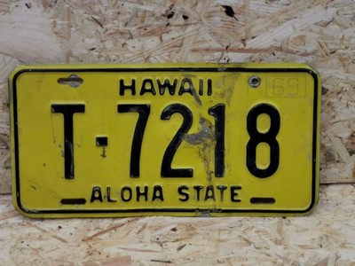 ALTES USA NUMMERNSCHILD - HAWAII - ALOHA STATE 1969 GELB - T7218