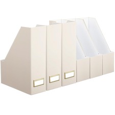 Magazine File Holder Set of 6 Stylish Sturdy Cardboard File Boxes Desk Organi...