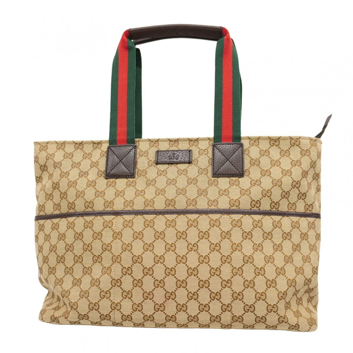 Auth [6ba1401] GUCCI Tote Bag GG Canvas/Shelly Line 155524 Canvas Beige Silv...