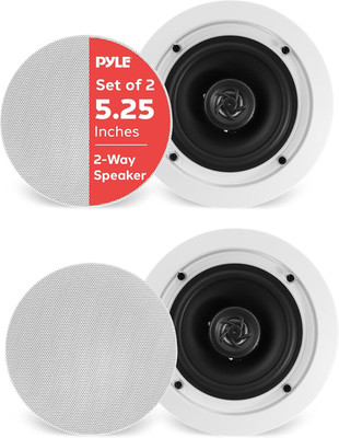 Pair 5.25  Flush Mount In-Wall In-Ceiling 2-Way Home Speaker System Spring Loade