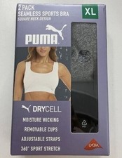Puma Women S 2-Pack Square Neck Seamless Sports Bra Black/Gray Size XL