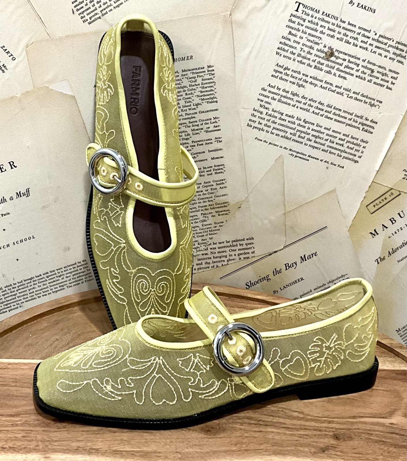 Anthropologie Farm Rio Square Toe Mesh Ballet Flats Light Yelllow 385 85 NEW 39990₽