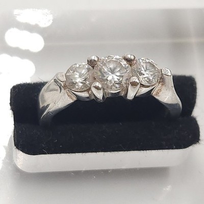 925 Sterling Silber Dreistein Trilogie Ring - Größe Q - 4,62 g - JF Herstellermarke